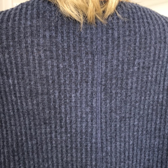 WASHED NAVY BLUE WAFFLE CARDIGAN - Picture 6 of 7